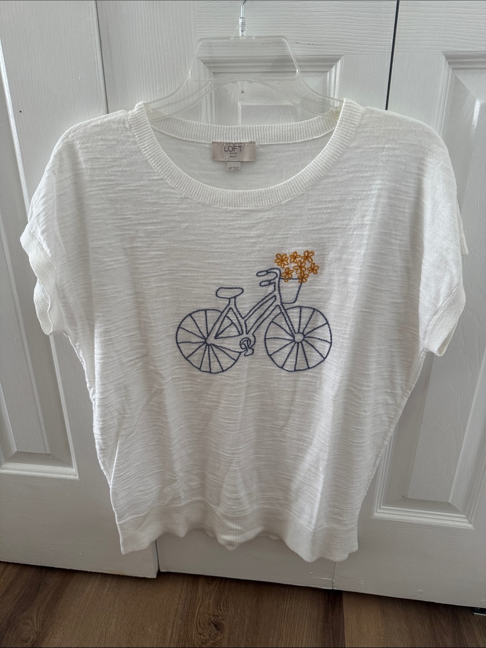 Loft embroidered bike cotton tee